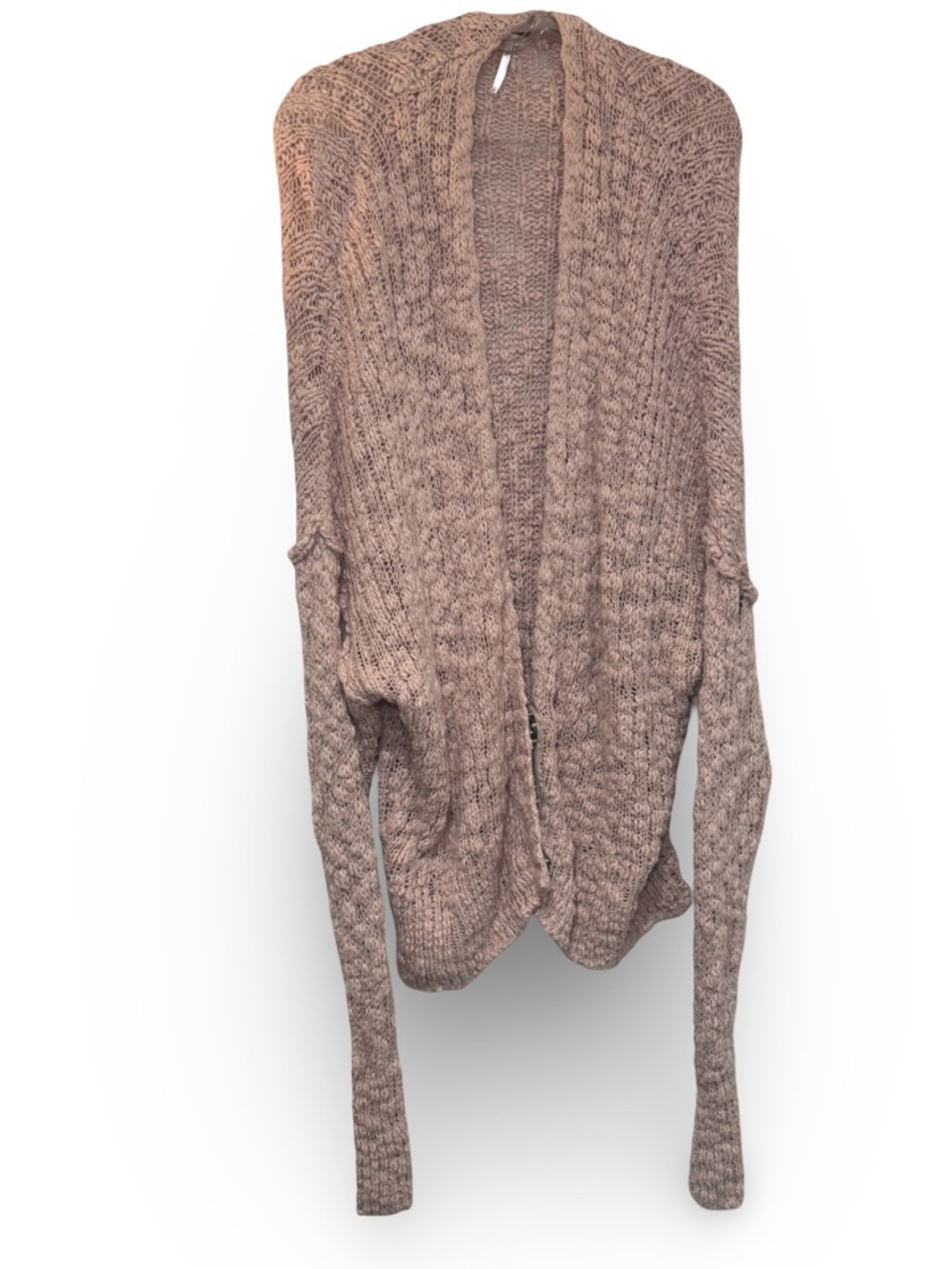 Free People Fun Times Open-Front Cable Knit Cardigan Sweater - Dusty Rose
